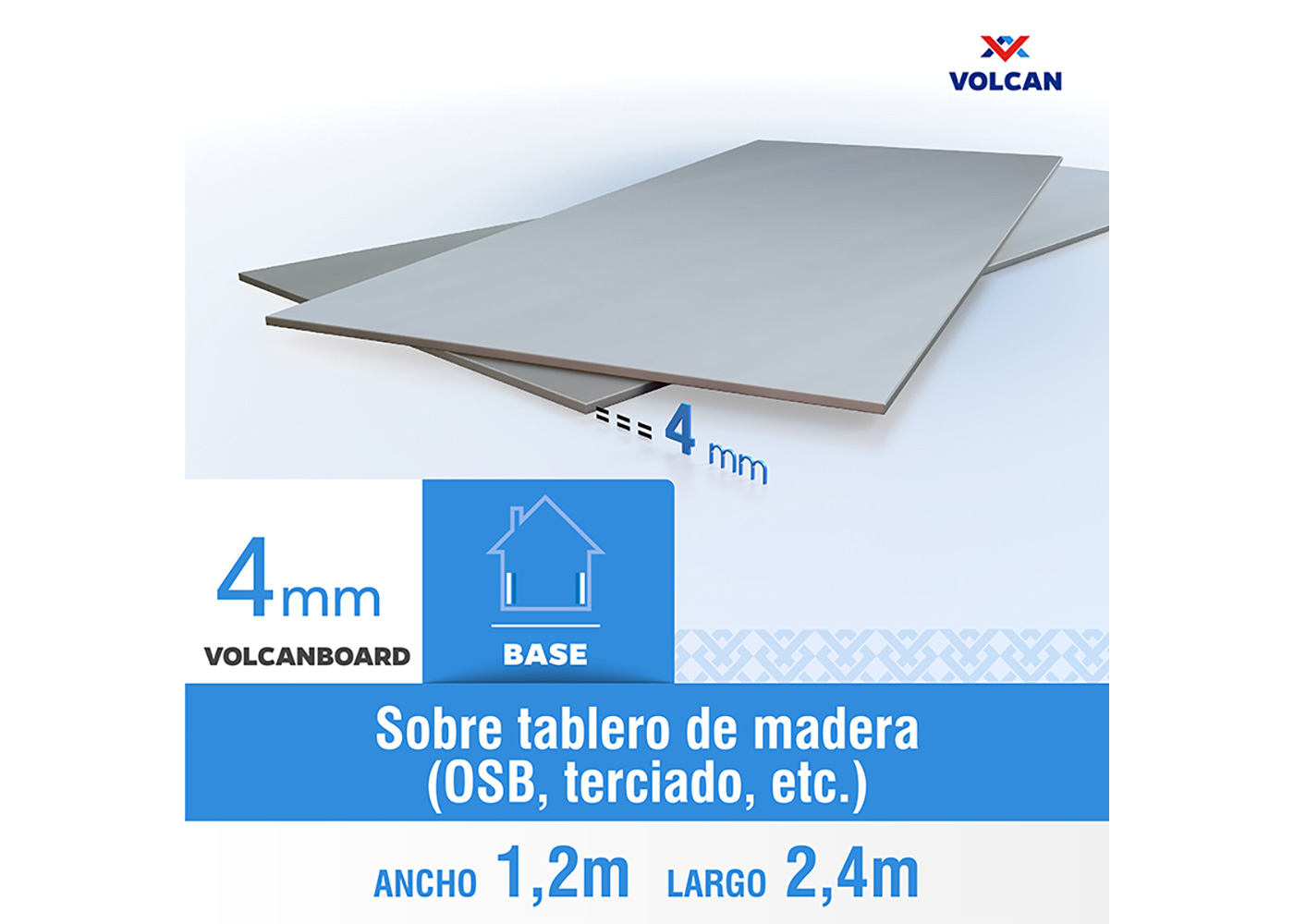 Fibrocemento Volcanboard 4mm 1200 X 2400